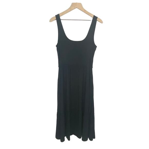 J by Jason Wu Black Sleeveless Tiered Midi Summer Dress with Smocked Back Sz SP - Picture 1 of 11